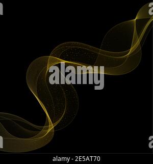 Sparkling golden wave on a black background. Abstract vector illustration. eps 10 Stock Vector
