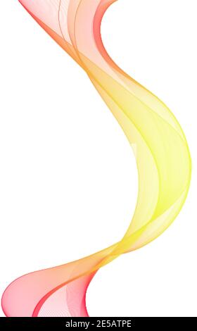 Transparent colored vector wave flow on a white background. Vector abstract background. Orange, red, yellow Stock Vector