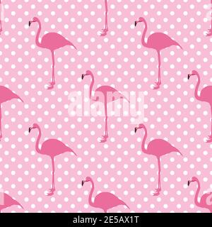 Summer seamless pattern with pink flamingo. Stock Vector