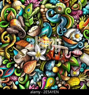 Cartoon Doodles Sri Lanka Seamless Pattern Stock Vector Image & Art - Alamy