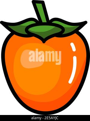 Vector icon of colorful juicy persimmon. Fresh persimmon isolated on white background. Juice or jam logotype. Stock Vector