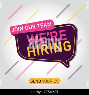 Loudspeaker with text 'we're hiring' on Quick Tips badge. Business concept for new ideas creativity and innovative solution. File has clipping path. Stock Vector