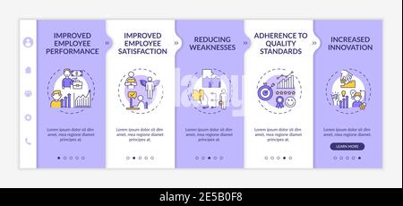 Employee training and developing benefits onboarding vector template Stock Vector