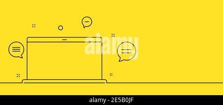 Concept of virtual messaging on laptop screen, online call. Vector illustration of messaging, flat style. Laptop with icons of new messages. Stock Vector