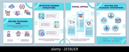 Online teaching tips brochure template Stock Vector