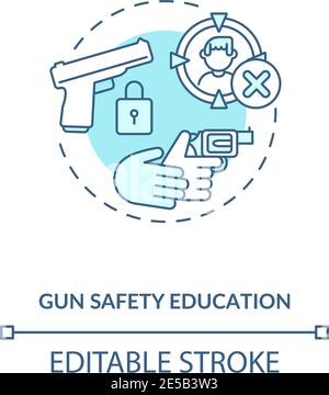 Gun safety education turquoise concept icon Stock Vector