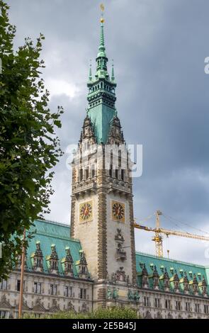 Hamburg City Hall / Hamburger Rathaus, located in the Altstadt quarter in the city centre, at the Rathausmarkt square, Hamburg, Germany Stock Photo