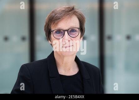 27 January 2021, Lower Saxony, Hanover: Elke Gryglewski, Managing Director of the Lower Saxony Memorials Foundation, stands in the state parliament. Photo: Julian Stratenschulte/dpa Stock Photo