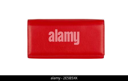 Red leather women's wallet isolated on white background with clipping path. Stock Photo