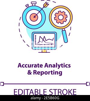 Accurate analytics and reporting concept icon Stock Vector