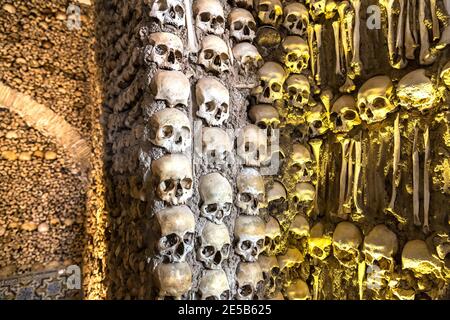 EVORA, PORTUGAL - JULY 25, 2017: Capela dos Ossos (Chapel of Bones) in Evora, Portugal in a beautiful summer day Stock Photo