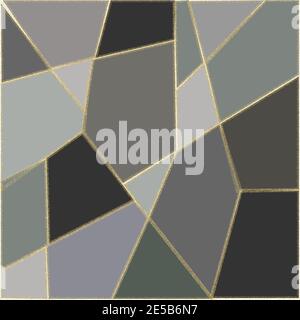 Gray geometric shapes with a golden outline. Design for wallpaper. Stock Vector
