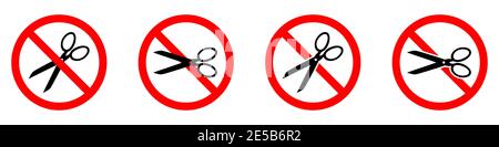 Scissors ban sign. Scissors prohibition signs set. No scissors sign ...