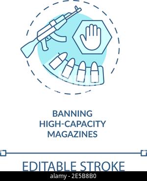 Ban high capacity magazine turquoise concept icon Stock Vector