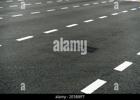 Asphalt street road with markings evening background Stock Photo