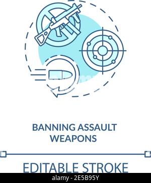 Ban assault weapon turquoise concept icon Stock Vector
