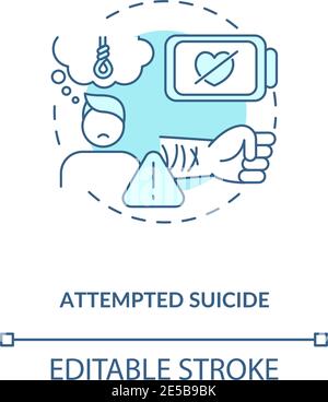 Attempted suicide turquoise concept icon Stock Vector