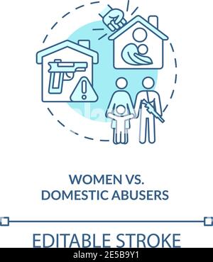 Women vs domestic abusers turquoise concept icon Stock Vector