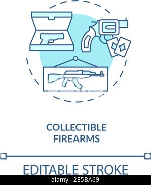 Collectible firearms turquoise concept icon Stock Vector
