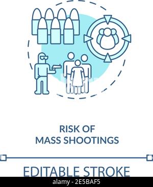 Risk of mass shooting turquoise concept icon Stock Vector