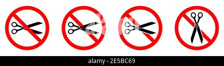 Scissors ban sign. Scissors prohibition signs set. No scissors sign ...