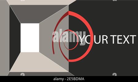 Abstract hole in the wall in the form of a window, a spiral and a place for your text, layered eps10 vector illustration. Stock Vector