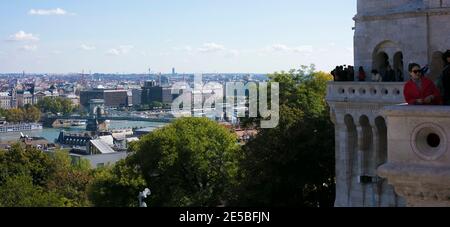 Budapest viewed from Fisherman's Bastion, Castle District, Buda, Budapest, Hungary Stock Photo