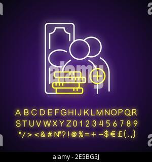 Refer-a-friend-program neon light icon Stock Vector