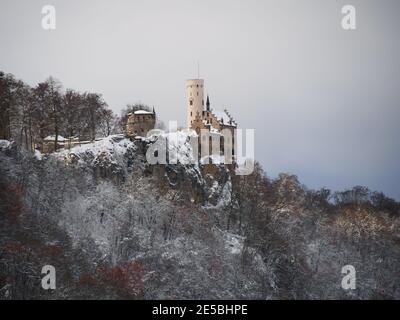 Reutlingen, Germany: Lichtenstein castle in winter Stock Photo