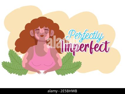Perfectly imperfect young woman with skin problem cartoon vector illustration Stock Vector
