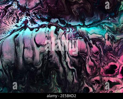 Abstract art neon painting, creative hand painted background, marble texture, acrylic painting on canvas. Modern art. Contemporary art. Stock Photo