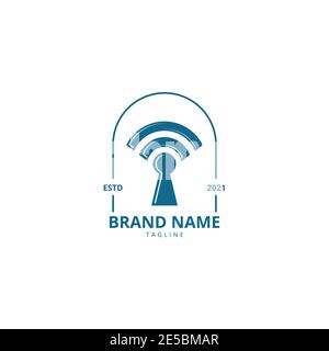 Key Hole Wifi Network Connection Logo Vector Template suitable for business technology internet company Stock Vector