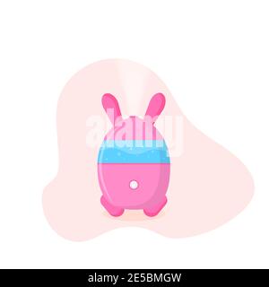 Humidifier in the shape of a rabbit. Air freshener for home or office. Modern vector illustration in flat cartoon style. Stock Vector