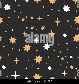 Star astronomy seamless pattern illustration. Starry night vector fabric wallpaper. Abstract galaxy background. Stock Vector