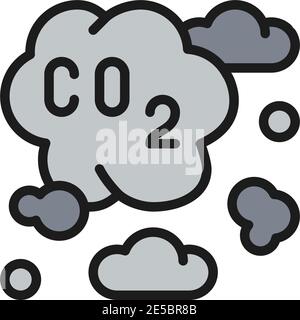 Air pollution, industrial smog, co2 emissions flat color line icon. Stock Vector