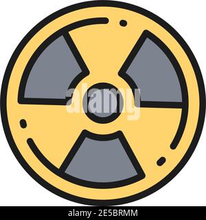 Radioactive warning sign, radiation, nuclear flat color line icon. Stock Vector