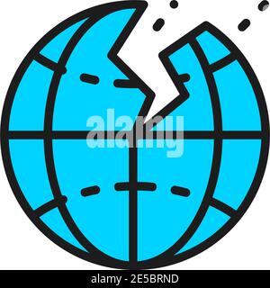 Vector earthquake, natural disaster, seism flat color line icon. Stock Vector