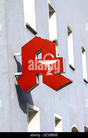 Apotheke, pharmacy store sign in German language Apotheke, pharmacy store sign in German language Stock Photo