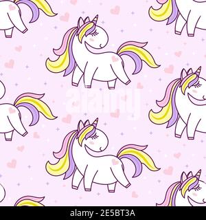 Seamless pattern with unicorn. Children's design. Vector. Stock Vector