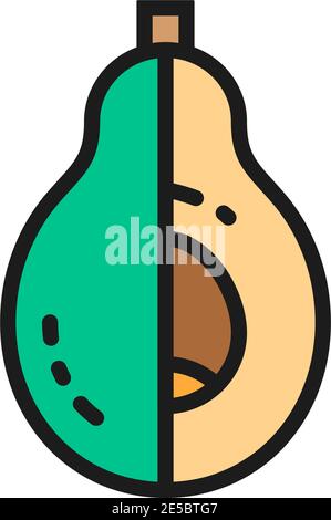 Avocado, fresh fruit flat color line icon. Stock Vector
