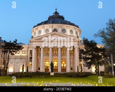 Romanian Athenaeum is Bucharest's most prestigious concert hall and one of the most beautiful buildings in the city Stock Photo