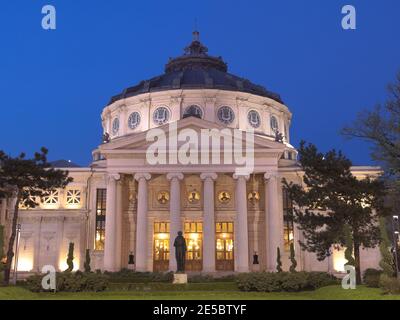 Romanian Athenaeum is Bucharest's most prestigious concert hall and one of the most beautiful buildings in the city Stock Photo