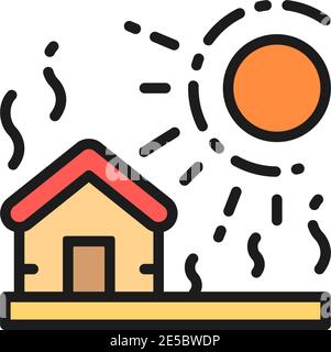 Vector drought, natural disaster, catastrophe flat color line icon. Stock Vector