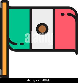 Flag of Mexico flat color line icon. Stock Vector