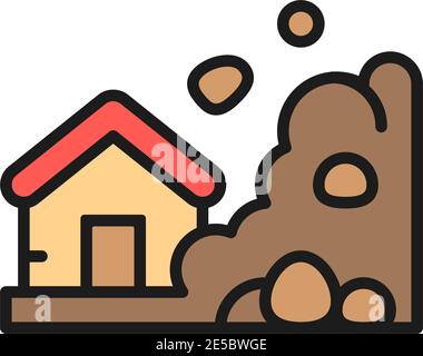 Rock fall, landslide, natural disaster, catastrophe grey icon Stock ...