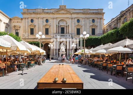 The Bibliotheca,  National Library of Malta in Republic Square, Valletta, Malta Stock Photo