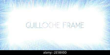 Abstract chaotic guilloche frame by light blue thin lines. Subtle vector graphic pattern Stock Vector