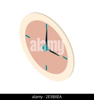 Wall clock isometric icon for web, interiors Stock Vector