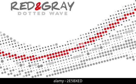 Simple abstract red and gray dotted wave on white. Vector graphic pattern Stock Vector