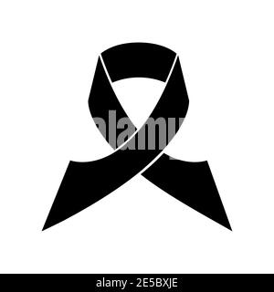 Mourning and melanoma support symbol. Black ribbon. Vector illustration. Stock Vector